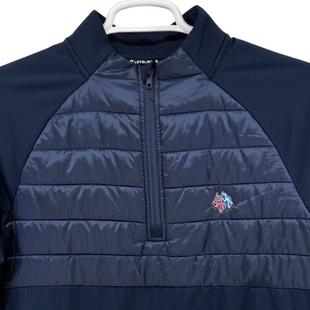 LevelweaR M Navy Quilted 1/4 Zip Pullover Golf Jacket FREDERICA SEA ISLAND